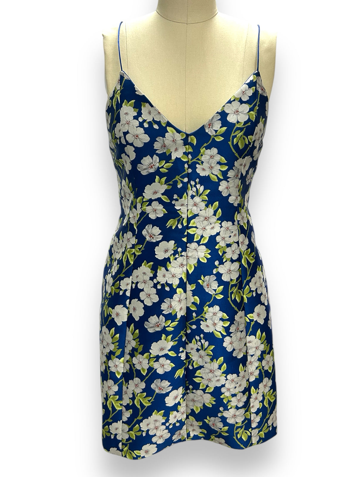 ALICE + OLIVIA TAYLA LANTERN FLORAL MINI DRESS BLUE SIZE 8