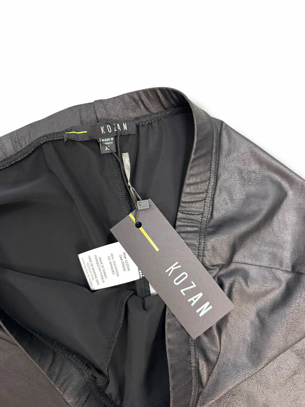 NWT KOZAN ART TO WEAR FAUX LEATHER BLACK LEGGINGS SIZE XL