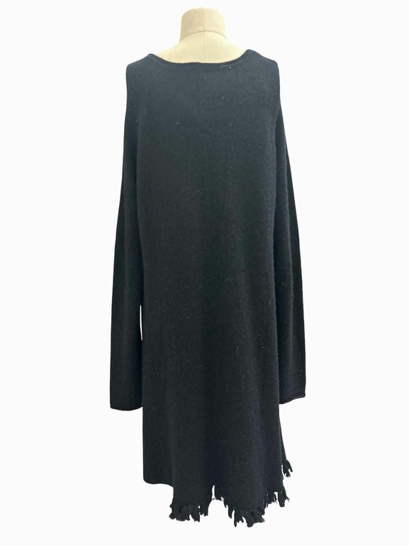STUDIO RUNDHOLZ BLACK LABEL WOOL BLEND FRINGE SWEATER DRESS SIZE: L