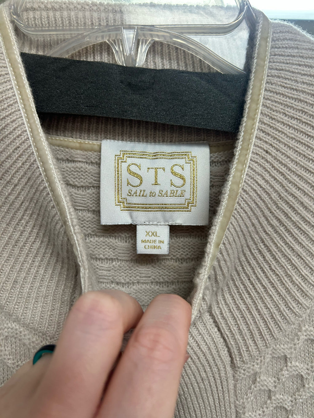 STS SAIL TO SABLE WOOL HONEYCOMB BEIGE LONG CARDIGAN SIZE XXL