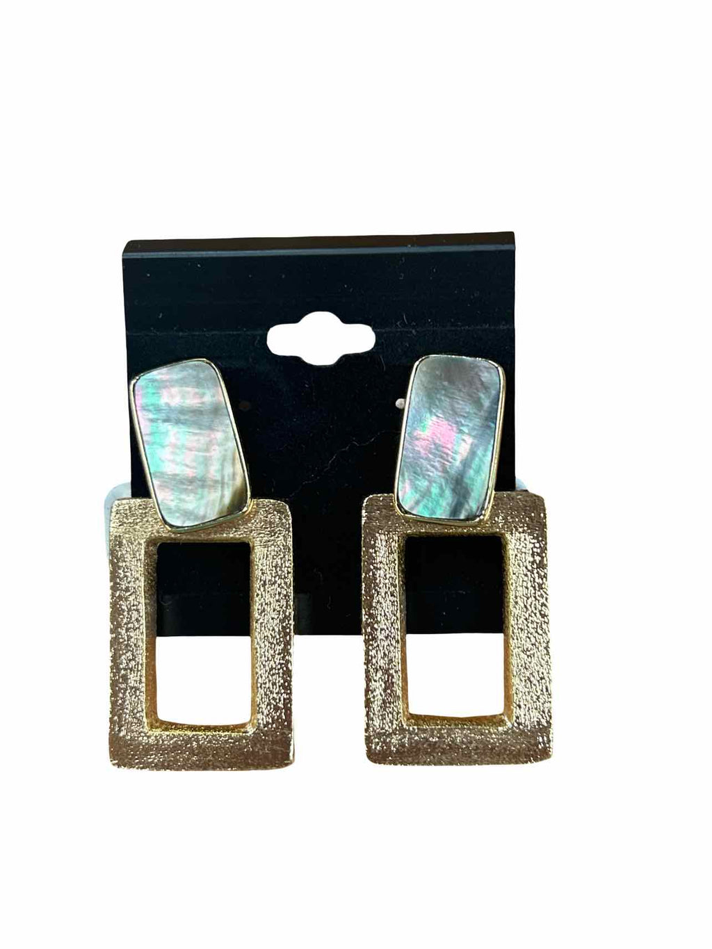 CRISTINA SABATINI ABALONE RECTANGULAR GOLD PLATED EARRINGS