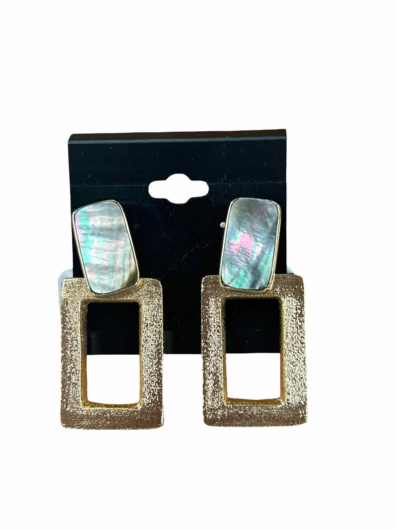 CRISTINA SABATINI ABALONE RECTANGULAR GOLD PLATED EARRINGS