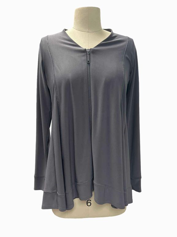 SYMPLI FULL ZIP DRAPED TOP SIZE: 6