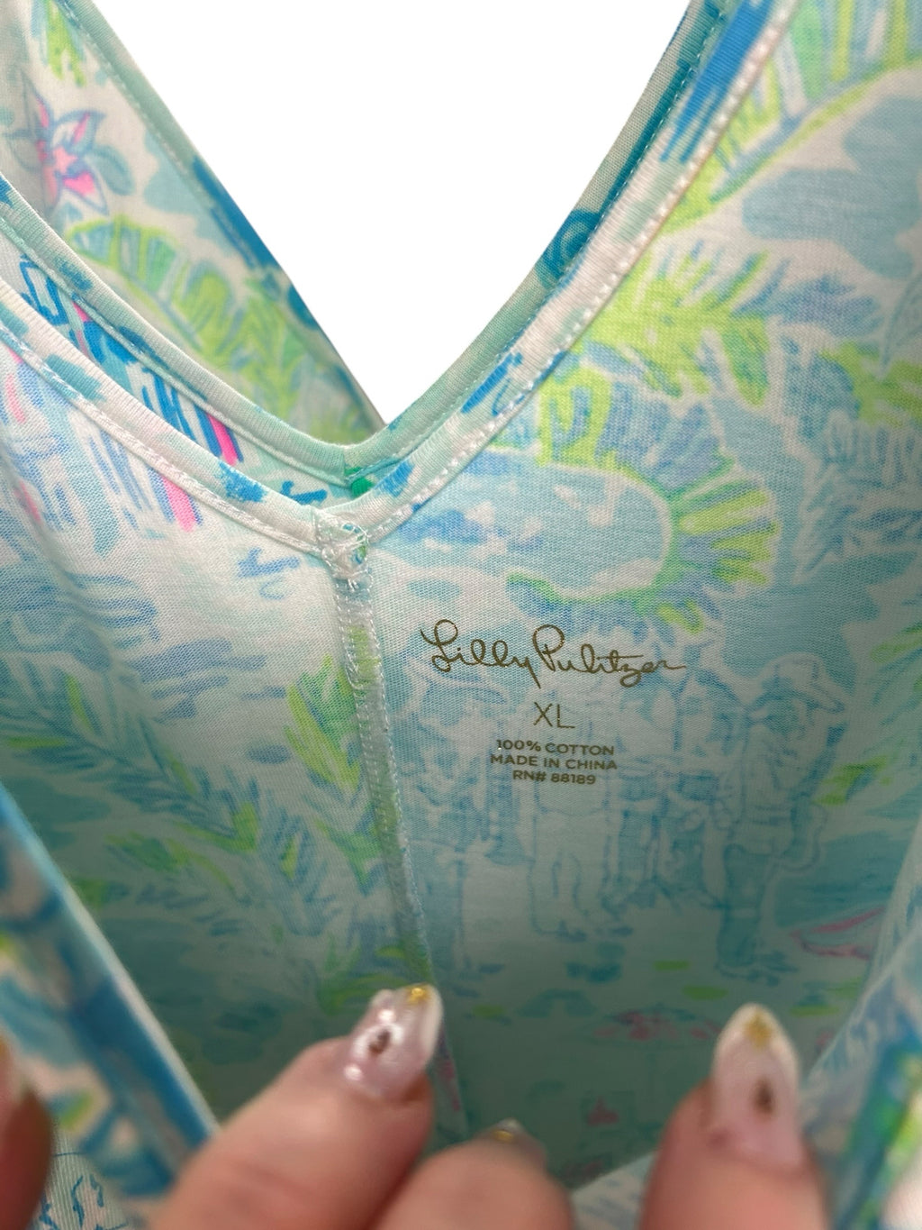 LILLY PULITZER ADRIANNA SLEEVELESS PINK/SEAFOAM V NECK MINI DRESS SIZE XL