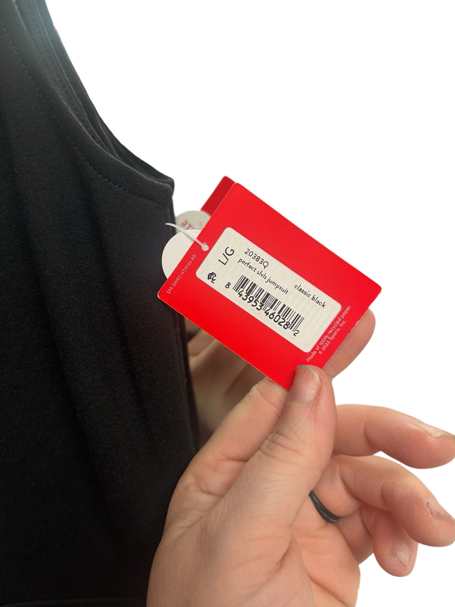 NWT SPANX CLASSIC SLEEVELESS JUMPSUIT BLACK WIDE LEG SIZE LARGE