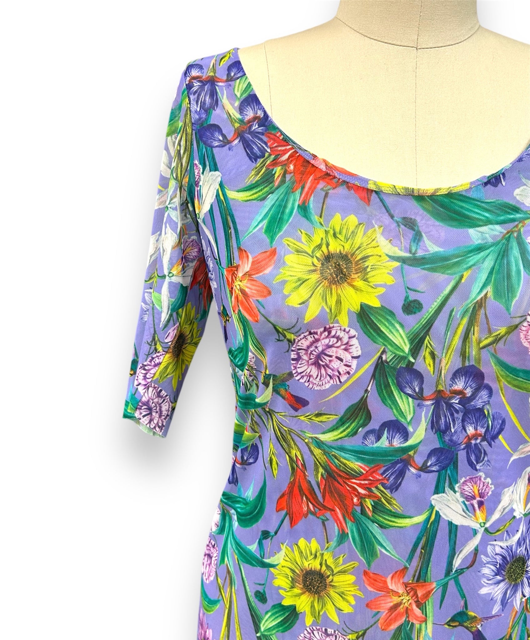 NEW! JOHNNY WAS DAPHNE MESH PRINT MIDI DRESS SIZE SMALL