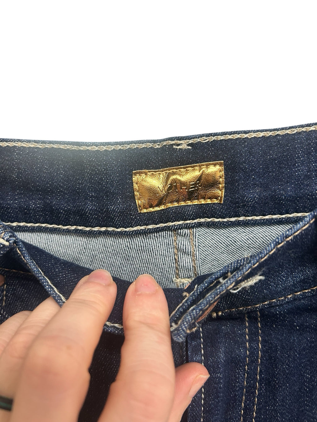 MOTHER HIGH WAISTED DOUBLE RIDER SKIMP OFF LIMITS JEANS SIZE 28