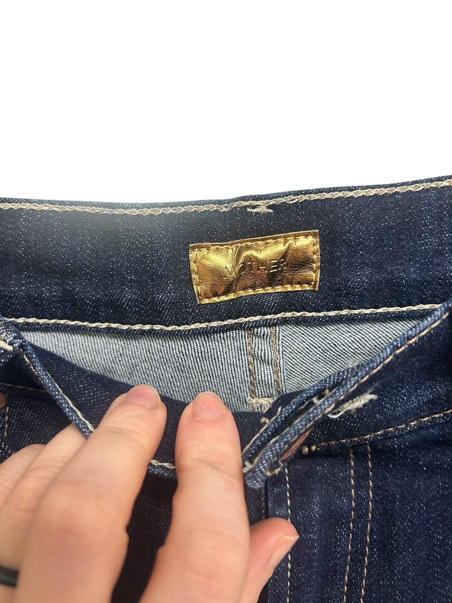 MOTHER HIGH WAISTED DOUBLE RIDER SKIMP OFF LIMITS JEANS SIZE 28