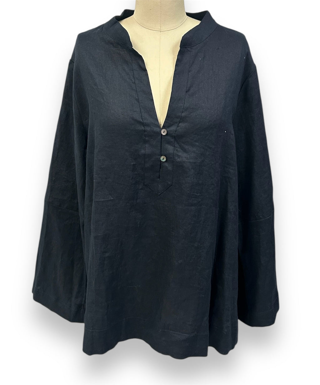 TUCKERNUCK INDIA HICKS NAVY LINEN ELEUTHERA POPOVER SIZE 2XL
