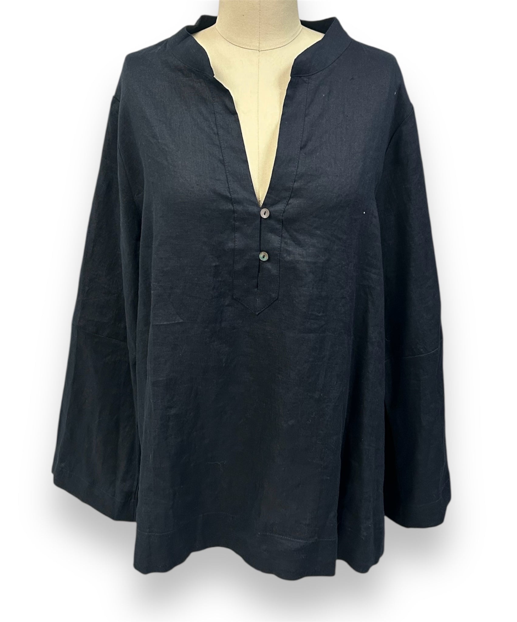 TUCKERNUCK INDIA HICKS NAVY LINEN ELEUTHERA POPOVER SIZE 2XL