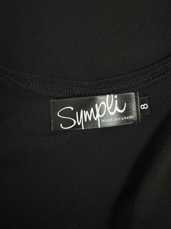 SYMPLI CANADA CROP SMOCK SLEEVELESS BLACK TOP LAYERED SIZE 8