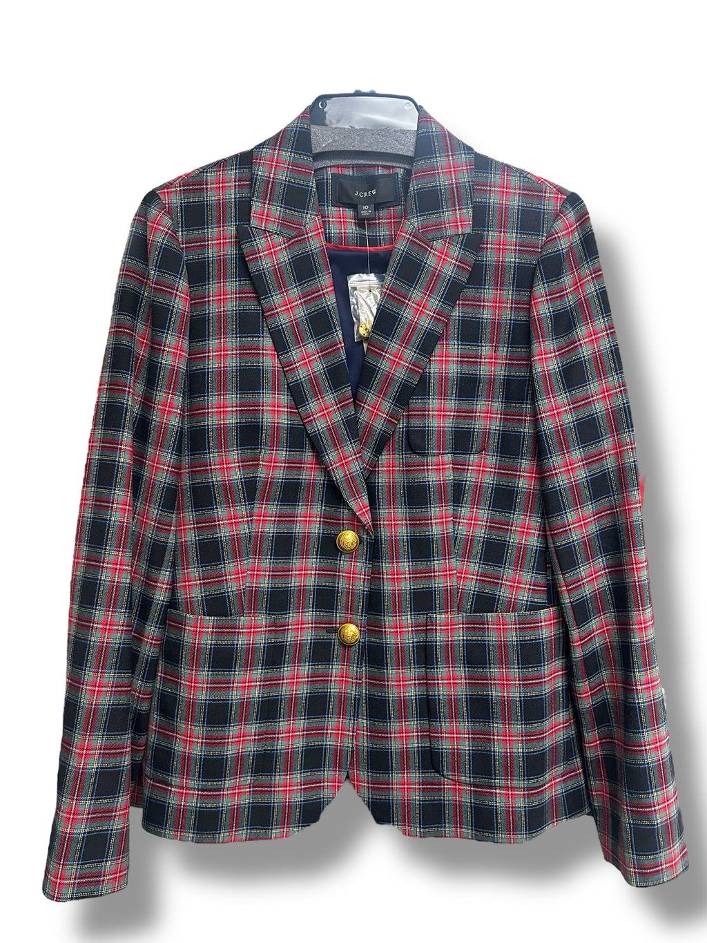 JCREW  SHRUNKEN BLAZER IN BLACK STEWART TARTAN SIZE 10