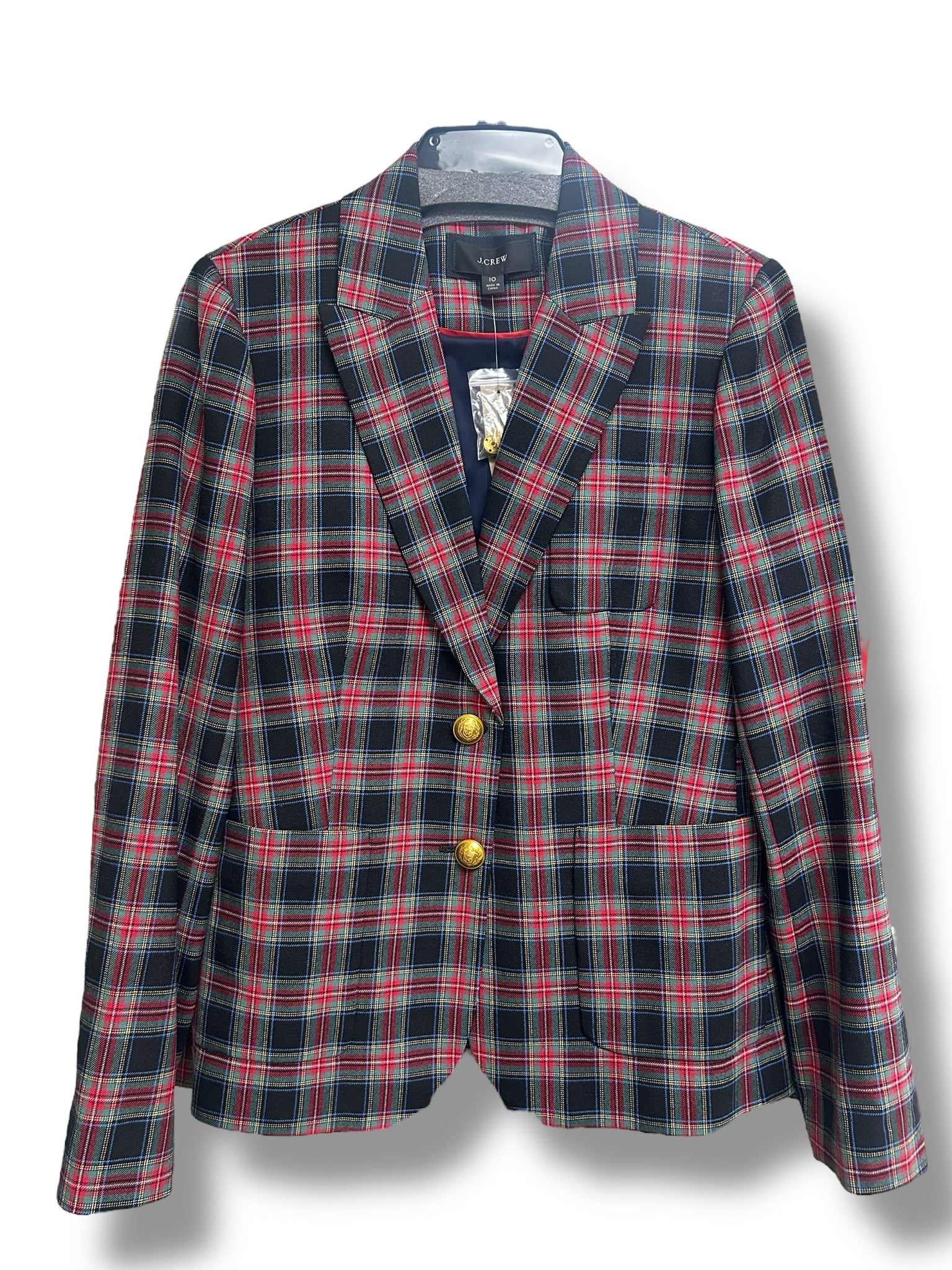 JCREW  SHRUNKEN BLAZER IN BLACK STEWART TARTAN SIZE 10