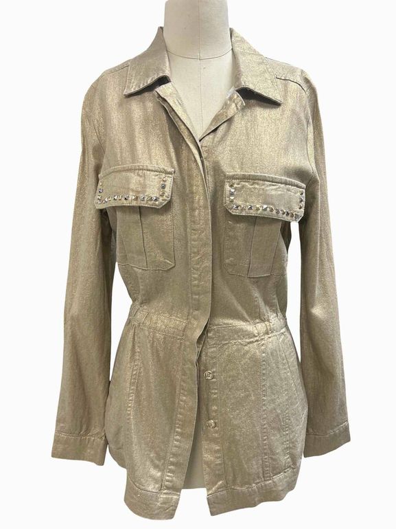 BOSTON PROPER BRUSHED LINEN UTILITY JACKET SIZE: S