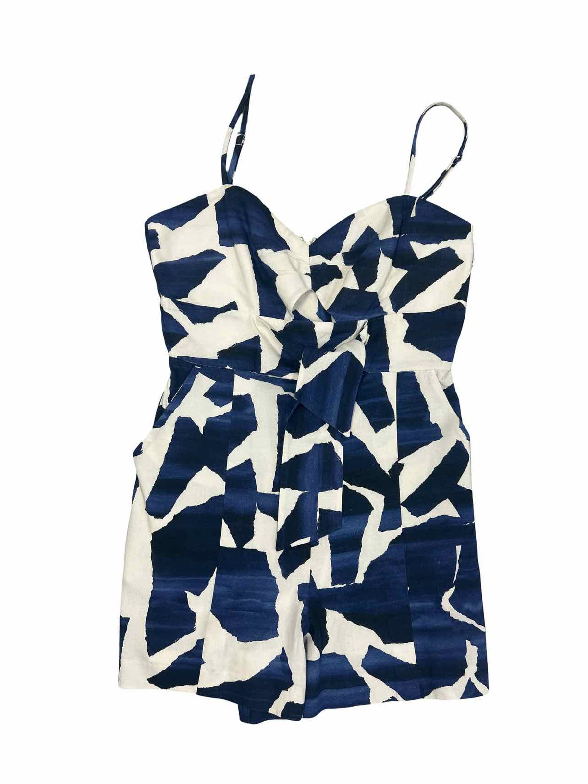 ANTHROPOLOGIE MILLIE ANYA OCEAN PUZZLE LINEN BLEND MINI ROMPER SIZE:L