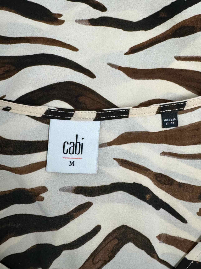 CABI 3771 SIMONE RUFFLED CAP SLEEVE ZEBRA BLOUSE SIZE  M