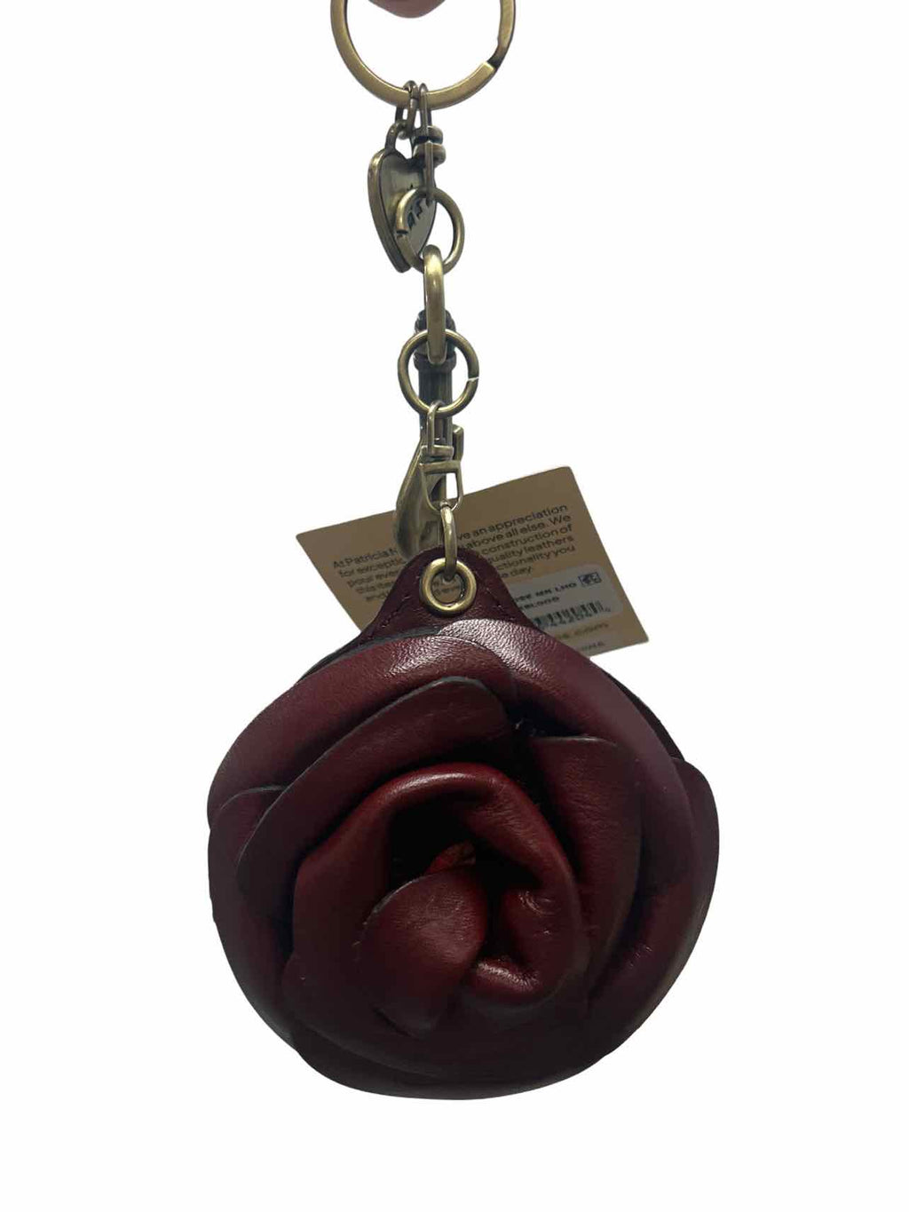 PATRICIA NASH  NWT LEATHER ROSE MIRROR BAG CHARM OXBLOOD