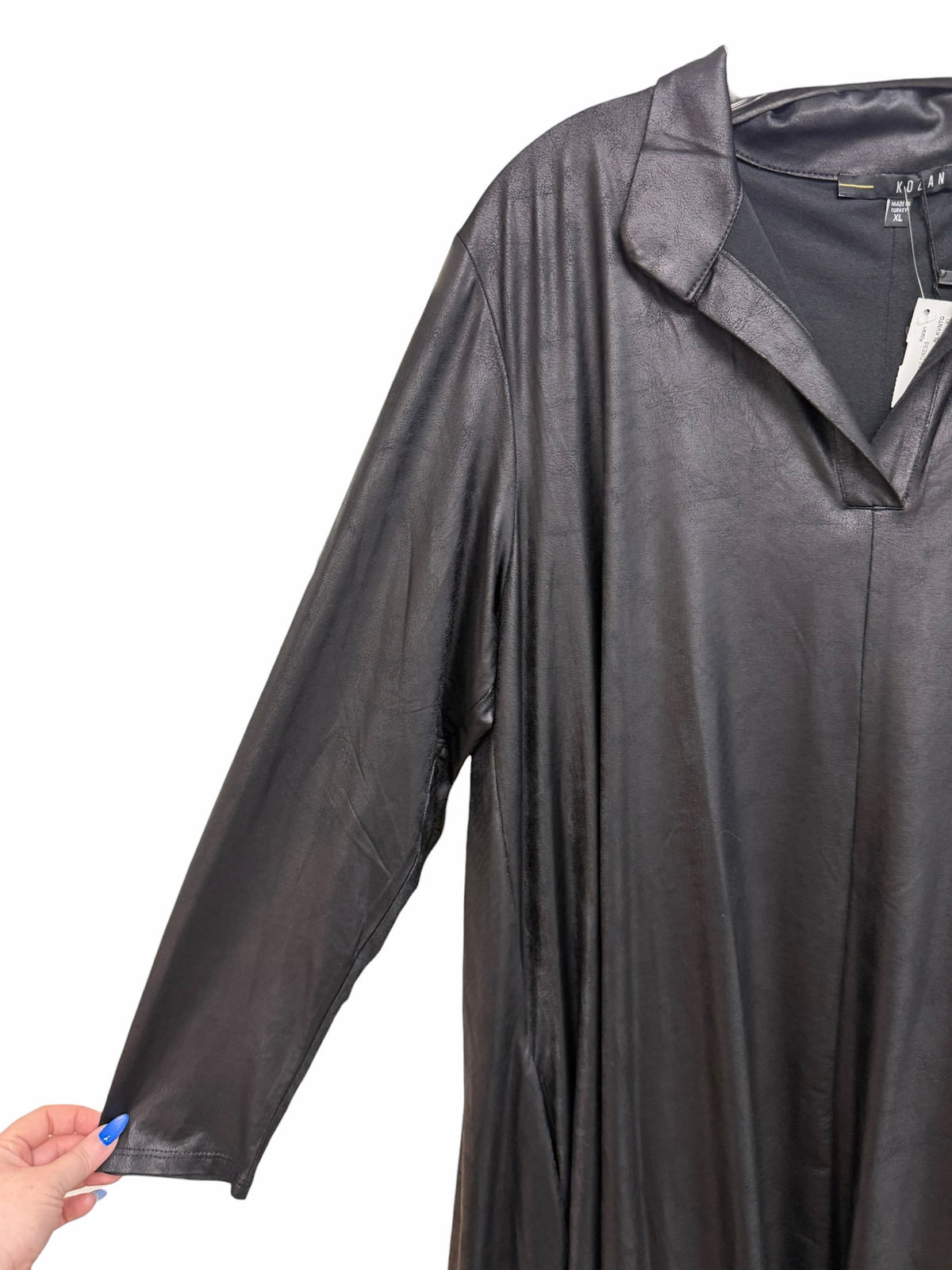 NWT KOZAN ART TO WEAR ARTEMIS FAUX LEATHER BLACK  DRESS SIZE XL
