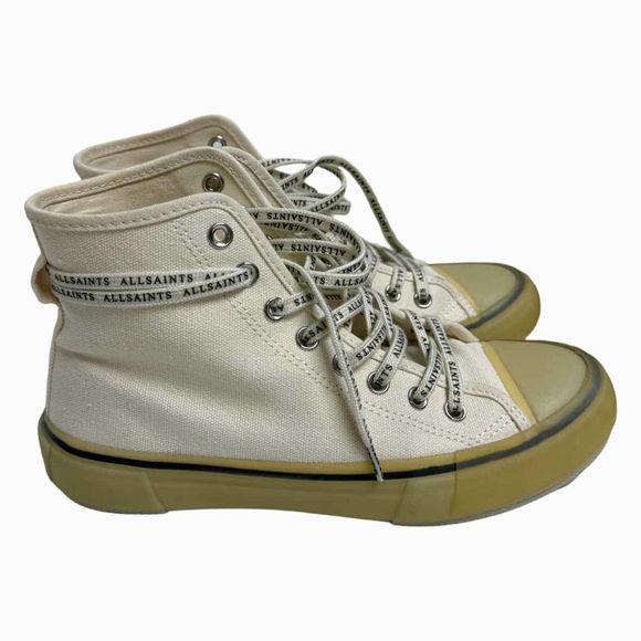 ALL SAINTS JAXAL HIGH TOP CANVAS OFF WHITE SNEAKERS SIZE 8