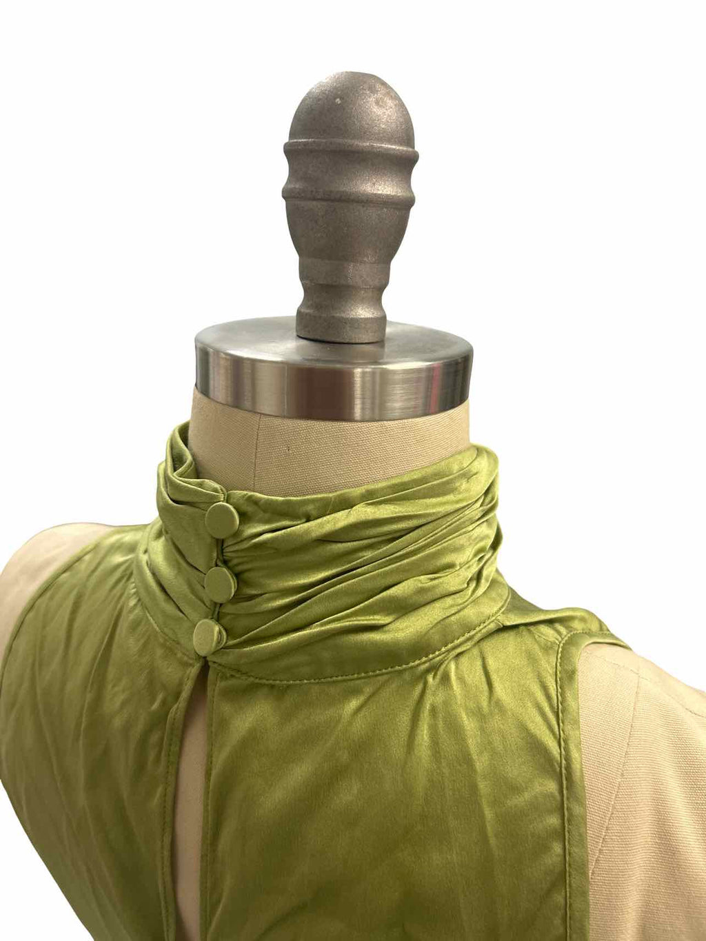 CINQ A SEPT JAYLEE SATIN OPEN BACK SLEEVELESS TOP GREEN TEA SIZE: S