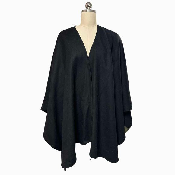 DONNI CHARM BLACK/OLIVE WOOL DUO WONDER CAPE SIZE ONE SIZE