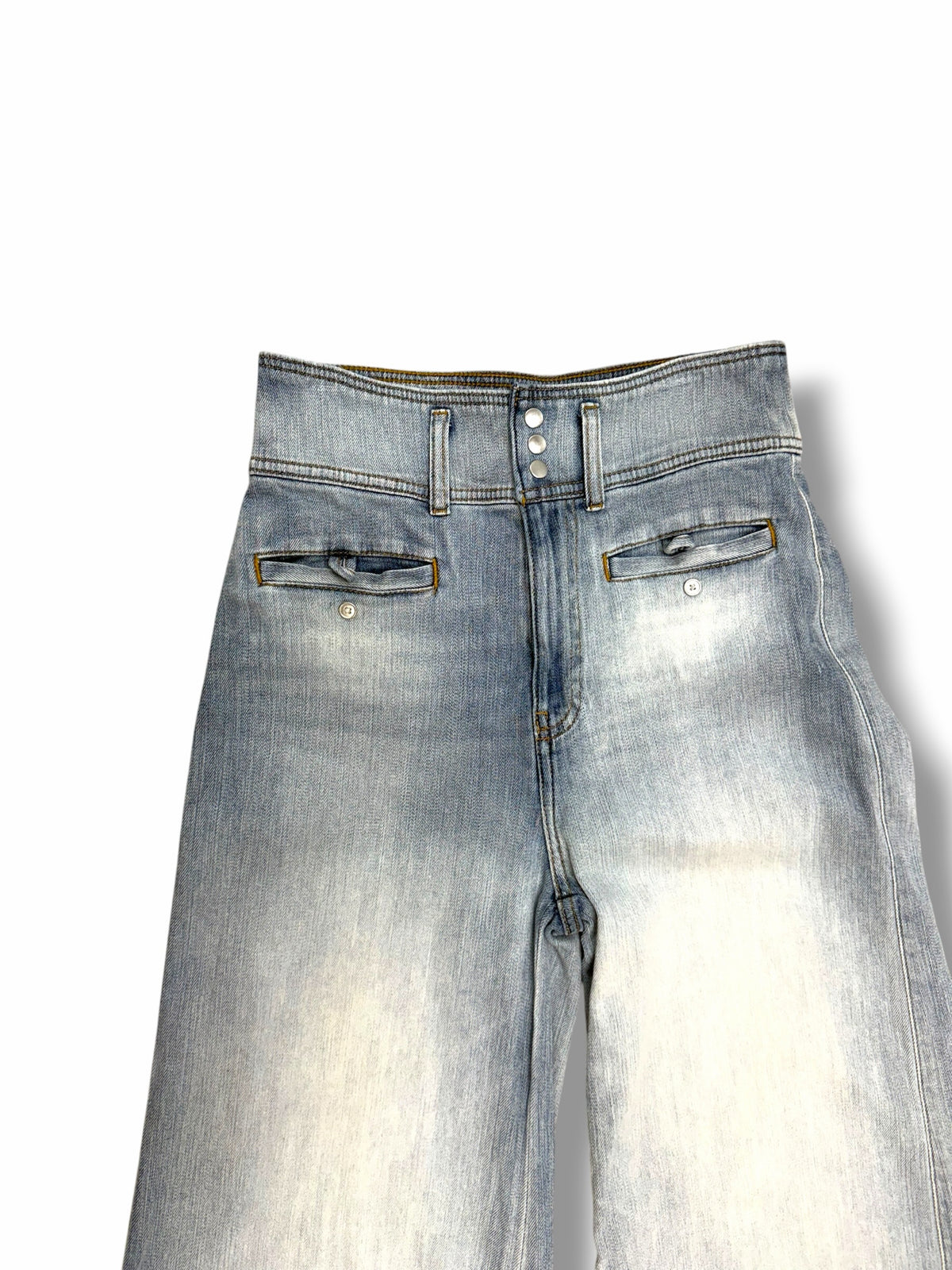 ANTHROPOLOGIE PILCRO HIGH RISE PATCH POCKET WIDE LEG JEANS SIZE 27 TALL