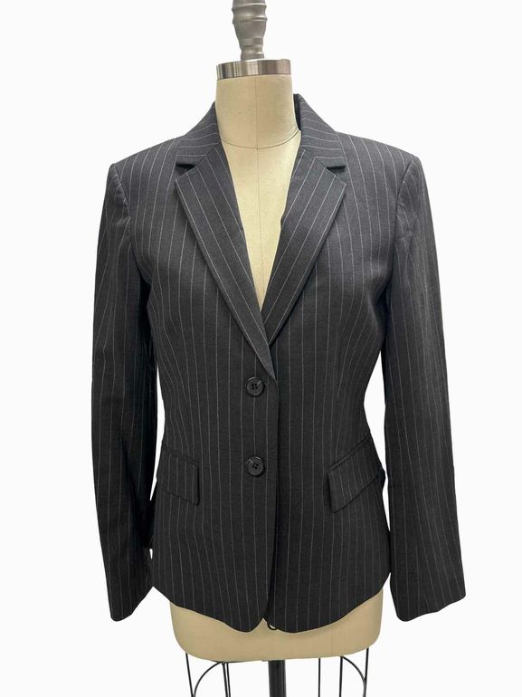THEORY  CARISSA CLASSIC WOOL BLEND PINSTRIPE BLAZER SIZE: 8
