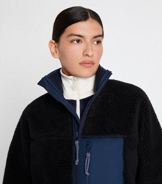 TORY SPORT HIGH-PILE FULL-ZIP MOCK NECK TWO TONE BLUE SIZE XL