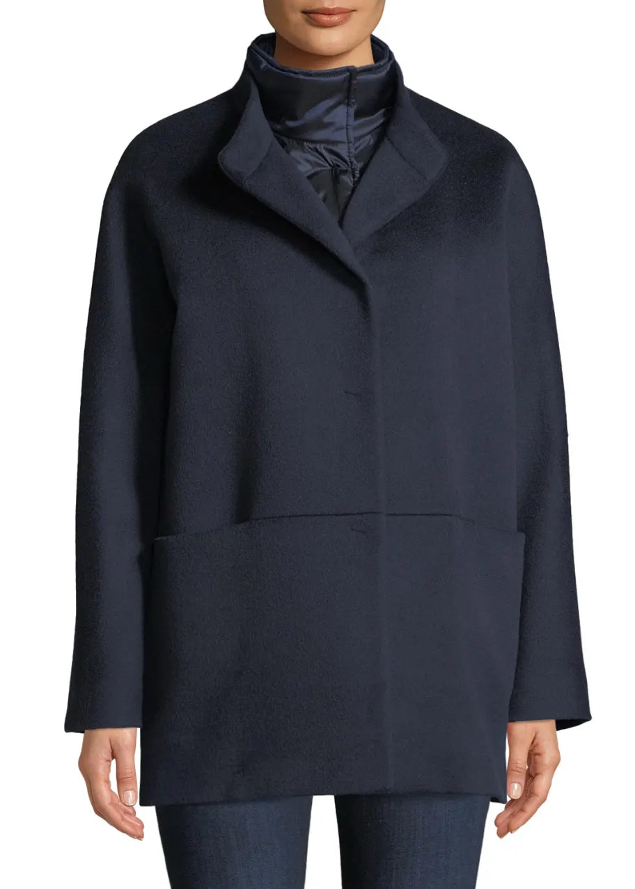 CINZIA ROCCA NAVY WOOL CASHMERE ITALIAN CAR COAT SIZE 12