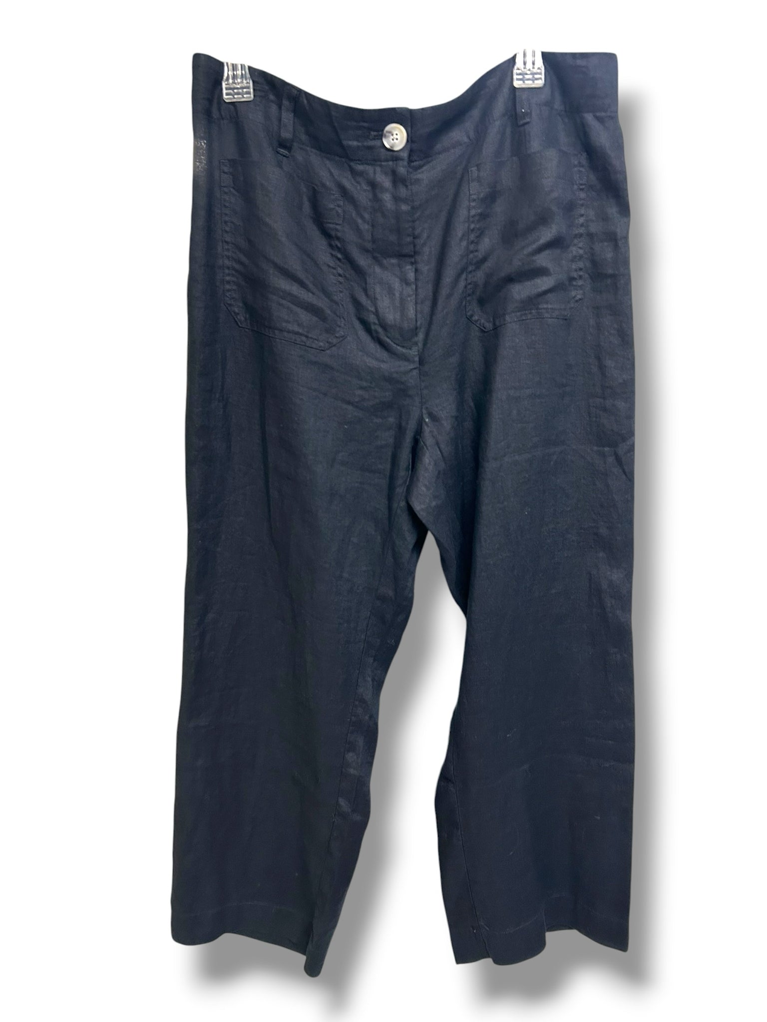 QUINCE EUROPEAN LINEN BLACK WIDE LEG PANTS SIZE 14