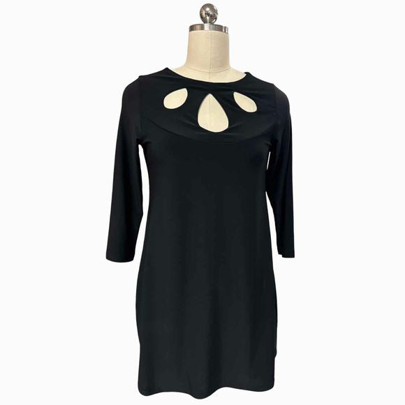 SYMPLI GO TO TUNIC RAIN DROP BLACK CUT OUT SIZE 6