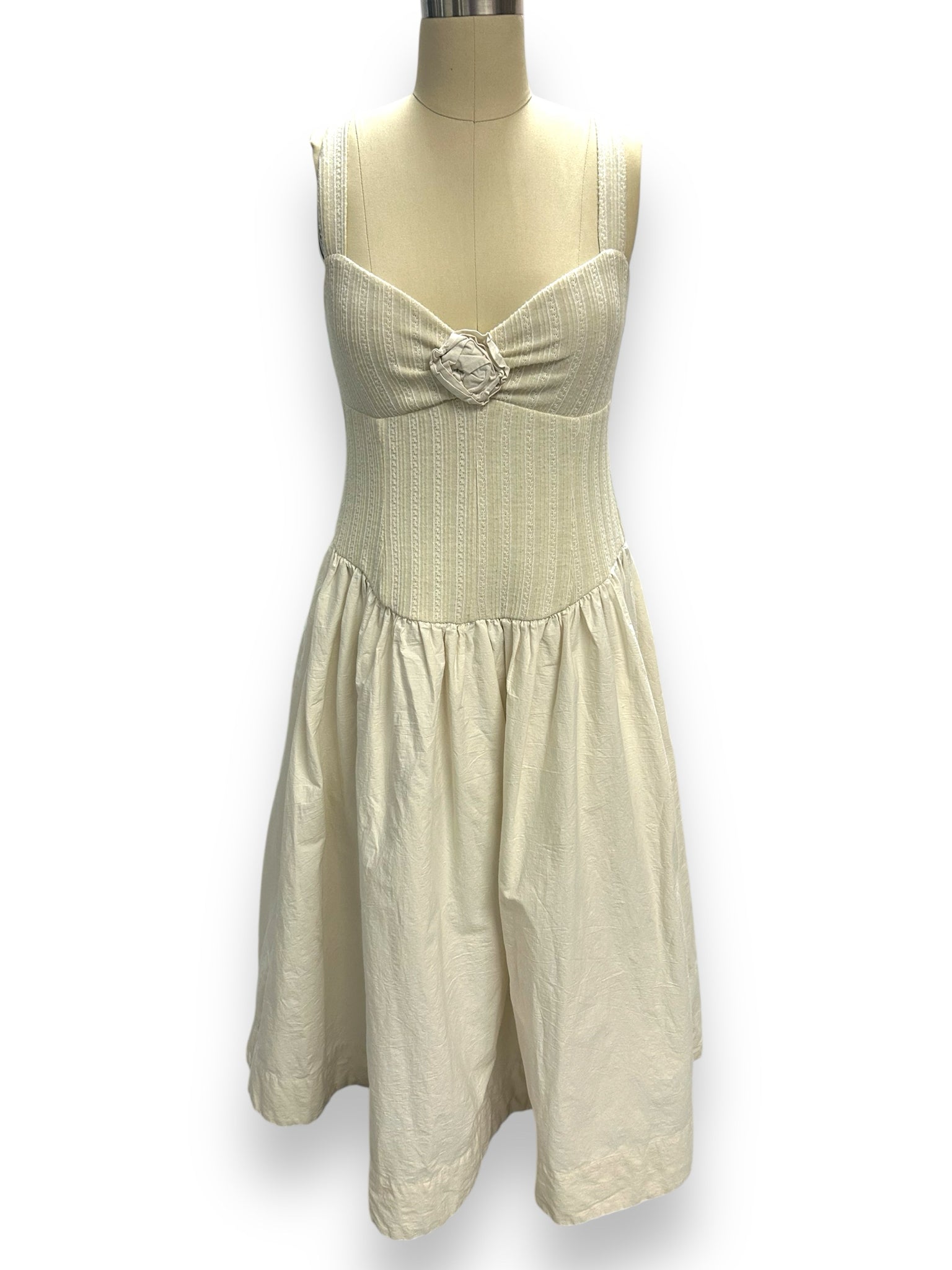 FOR LOVE AND LEMONS BILLIE MIDI IVORY DROP WAIST  DRESS SIZE LARGE