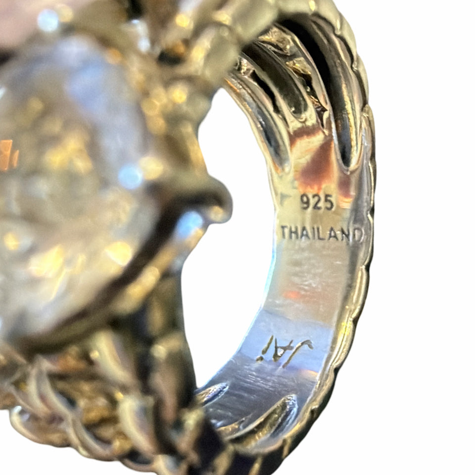 JAI JOHN HARDY STERLING SILVER STACKED GEMSTONE RING AMETHYST & TOPAZ SIZE 7