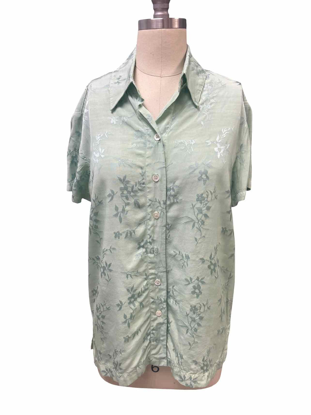 RAQUEL ALLEGRA SATIN FLORAL JACQUARD BLOUSE SIZE: 0