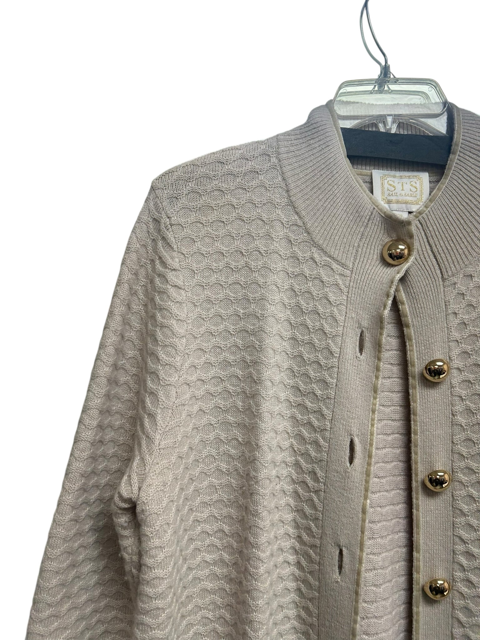 STS SAIL TO SABLE WOOL HONEYCOMB BEIGE LONG CARDIGAN SIZE XXL