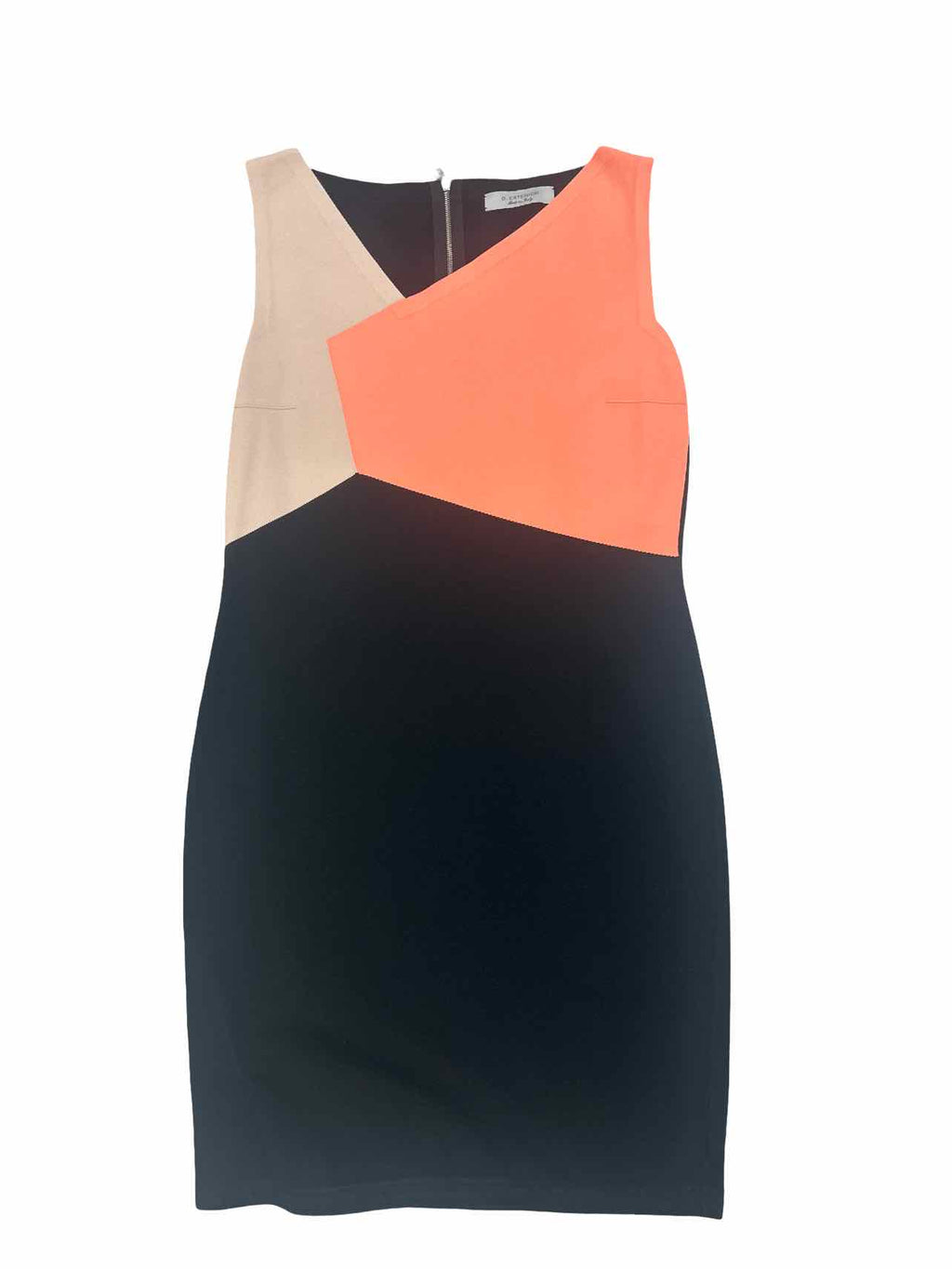 D EXTERIOR STRETCH COLOR BLOCK SLEEVELESS DRESS SIZE: L