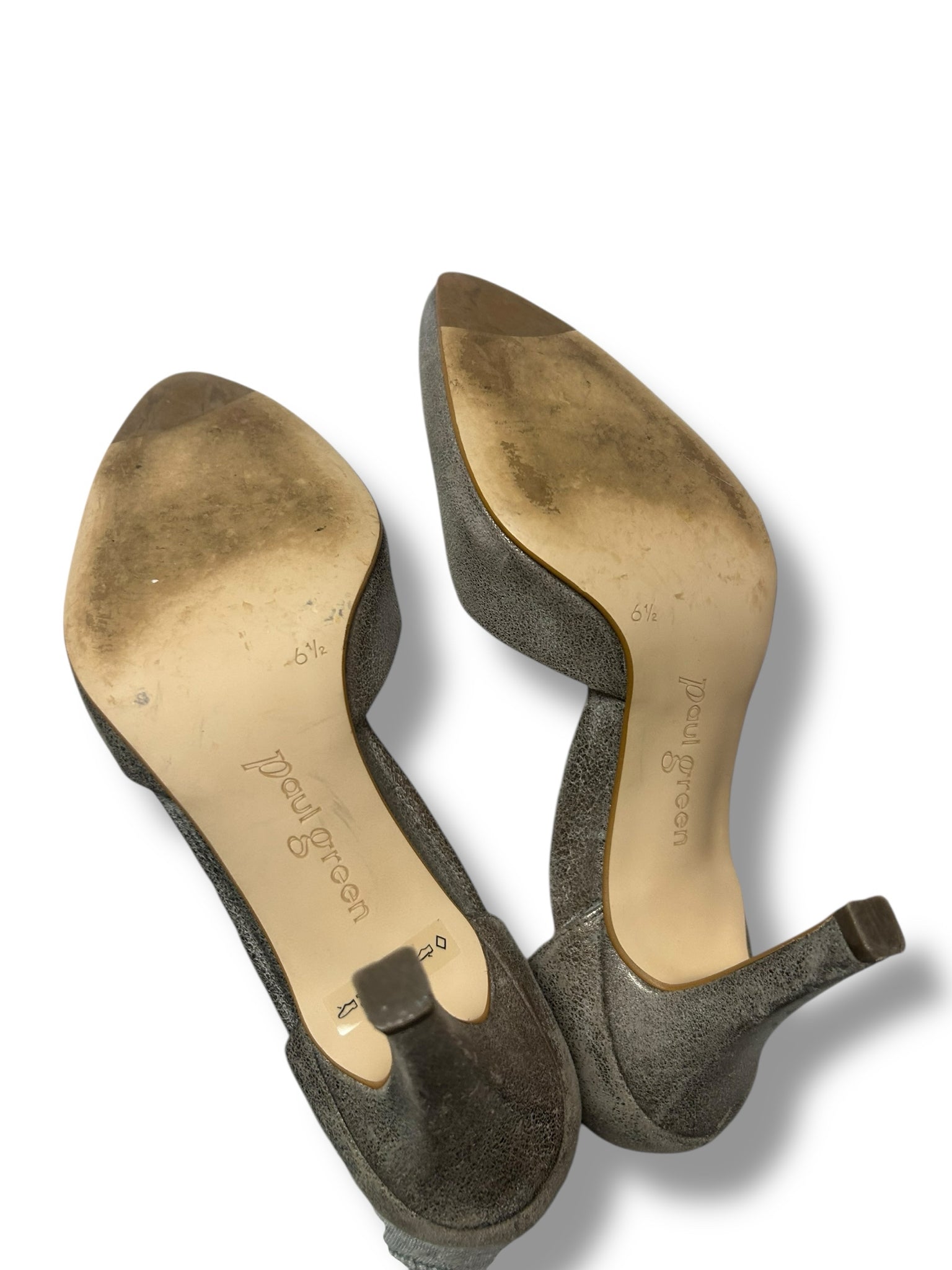 PAUL GREEN SILVER BRUSHED METALLIC CHAR D'ORSEY PUMPS SIZE US 9