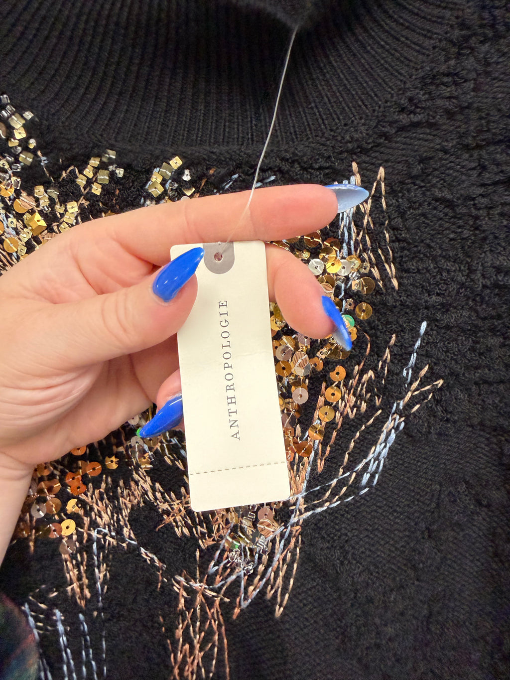 NWT ANTHROPOLOGIE KNITTED & KNOTTED FETE SEQUIN MOCKNECK SWEATER LARGE