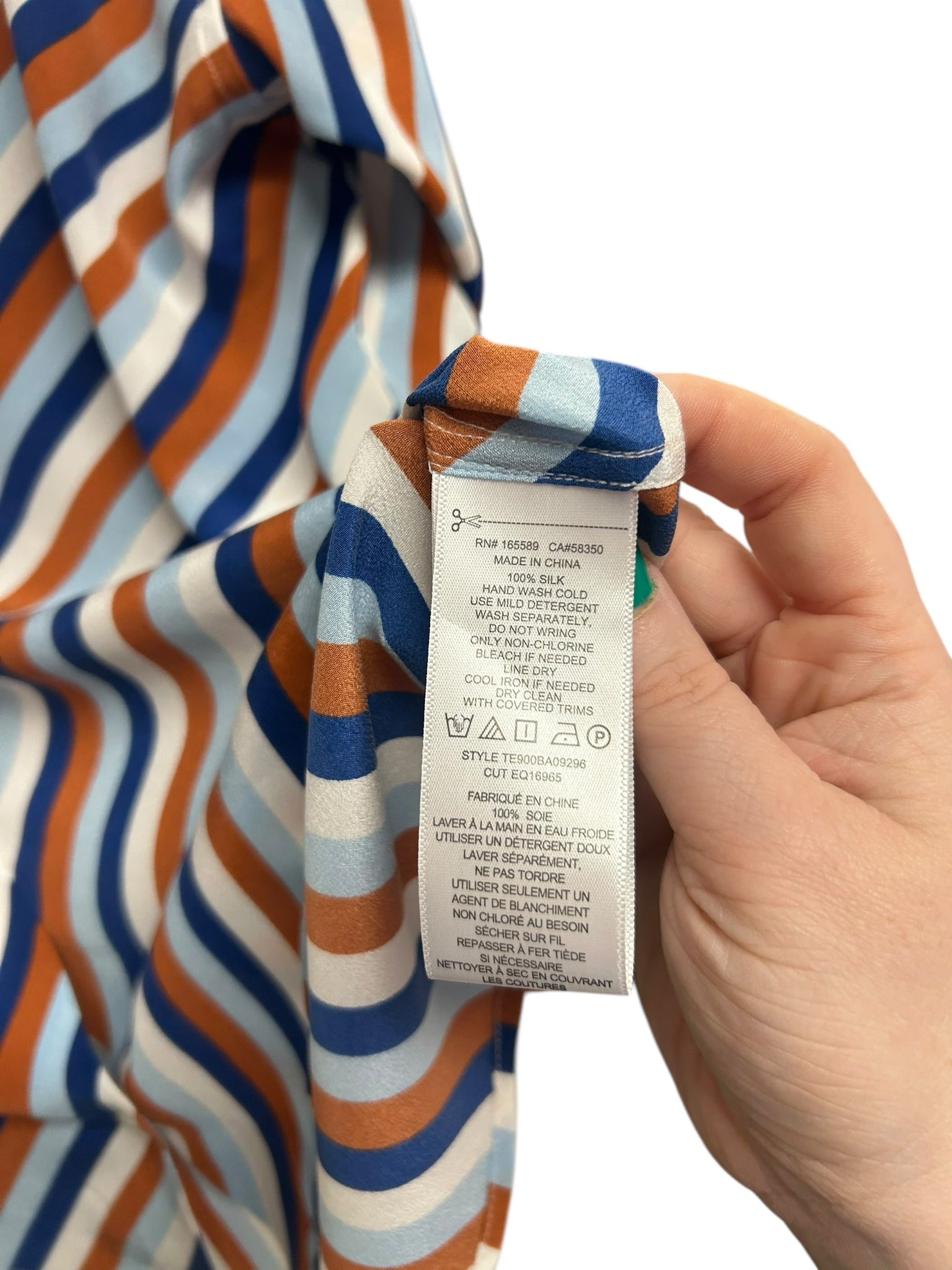 EQUIPMENT100% SILK DIAGONAL STRIPED BLOUSE MULTI COLOR SIZE LARGE