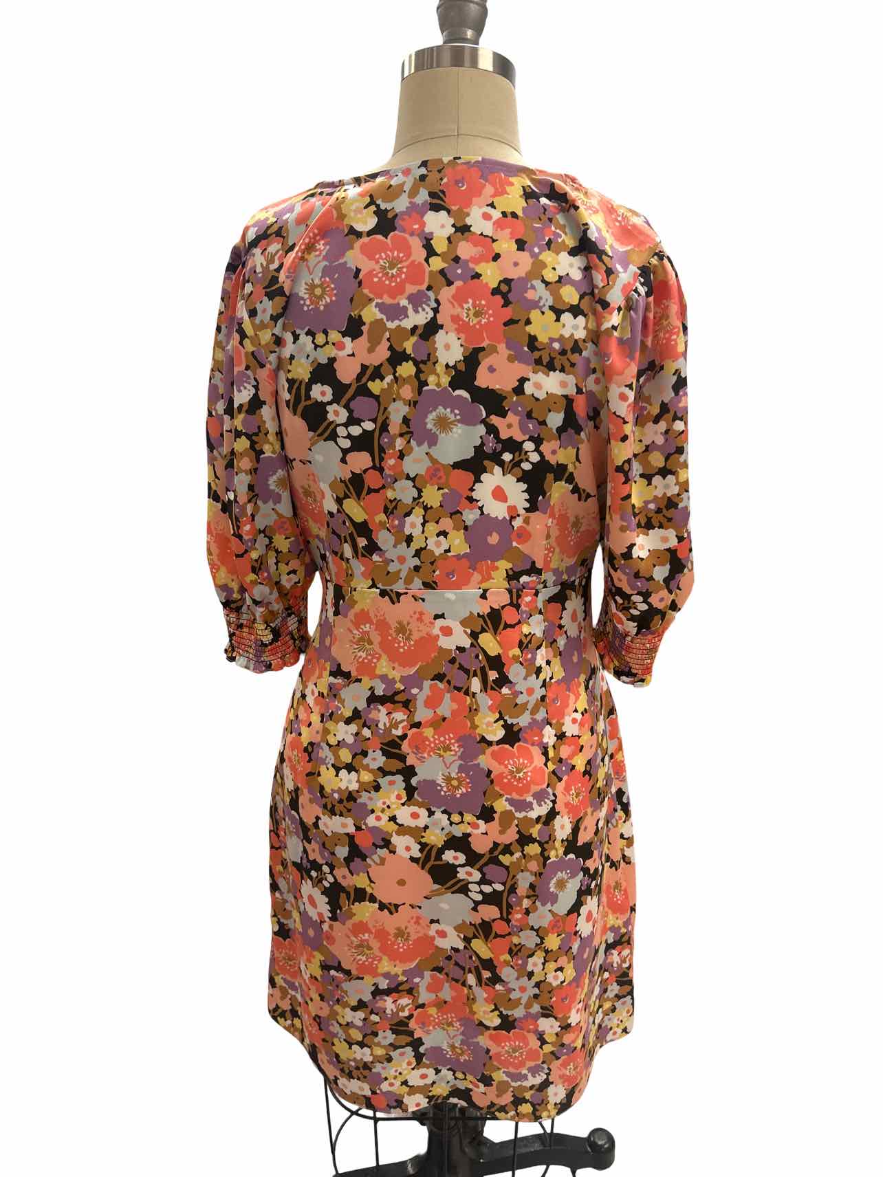 RAILS ROMA FLORAL VNECK SMOCKED SLV DRESS SIZE: M