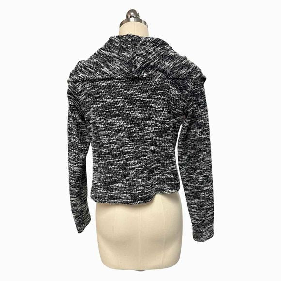 SYMPLI WEIGHT OFF THE SHOULDER CROP BLACK/WHITE SWEATER SIZE 4