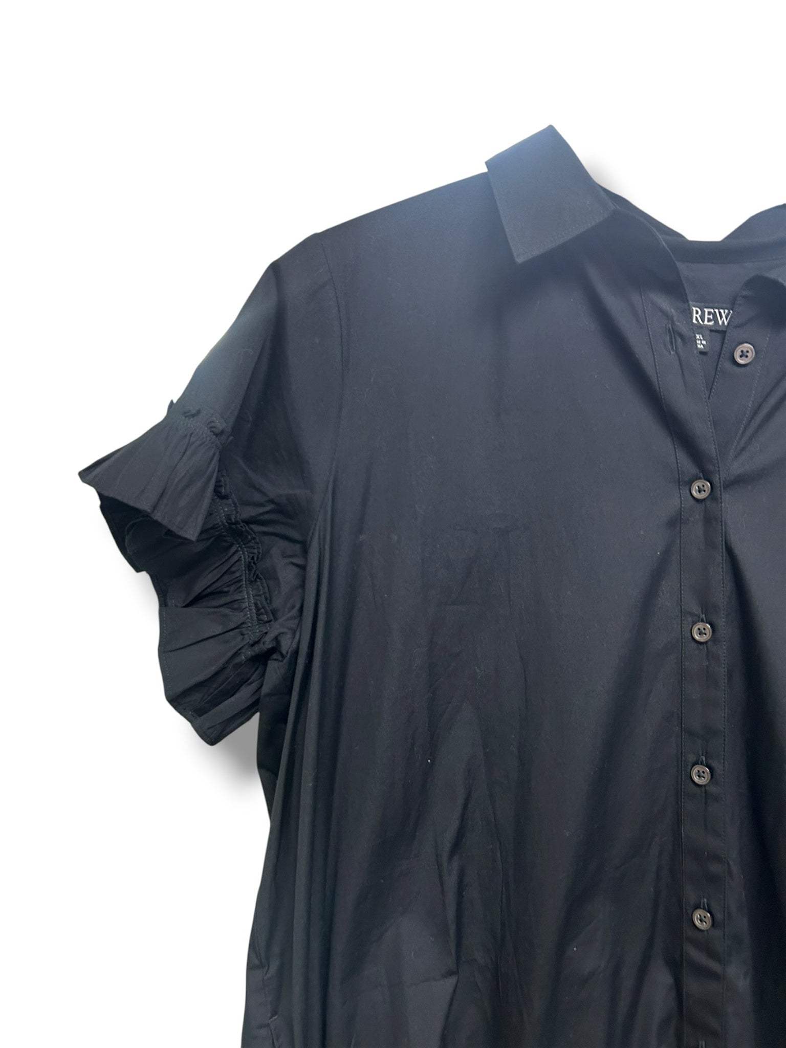 JCREW AMELIA BLACK RUFFLE POPLIN COTTON MINI DRESS SIZE XXL