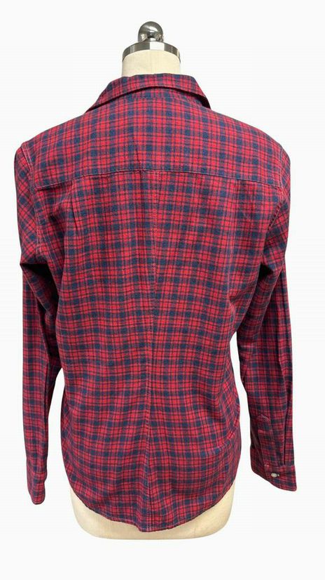 FRANK & EILEEN BARRY TAILORED FLANNEL RED/NAVY SHIRT SIZE M