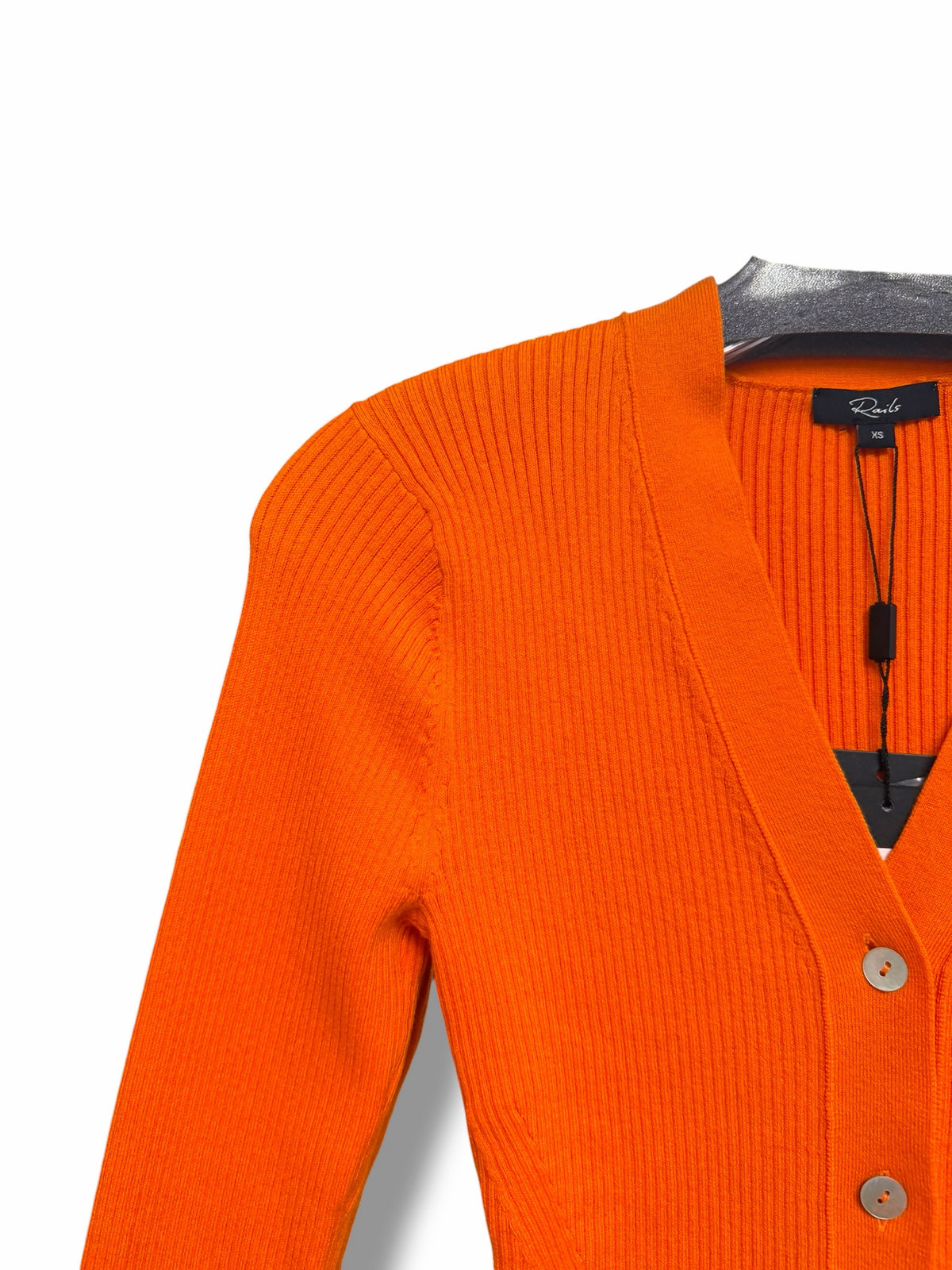 NWT RAILS BEAU RIBBED COTTON SILK BLEND MINI BUTTON ORANGE CARDIGAN SIZE XS