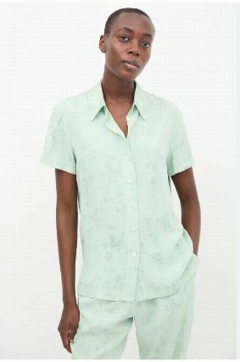 RAQUEL ALLEGRA SATIN FLORAL JACQUARD BLOUSE SIZE: 0