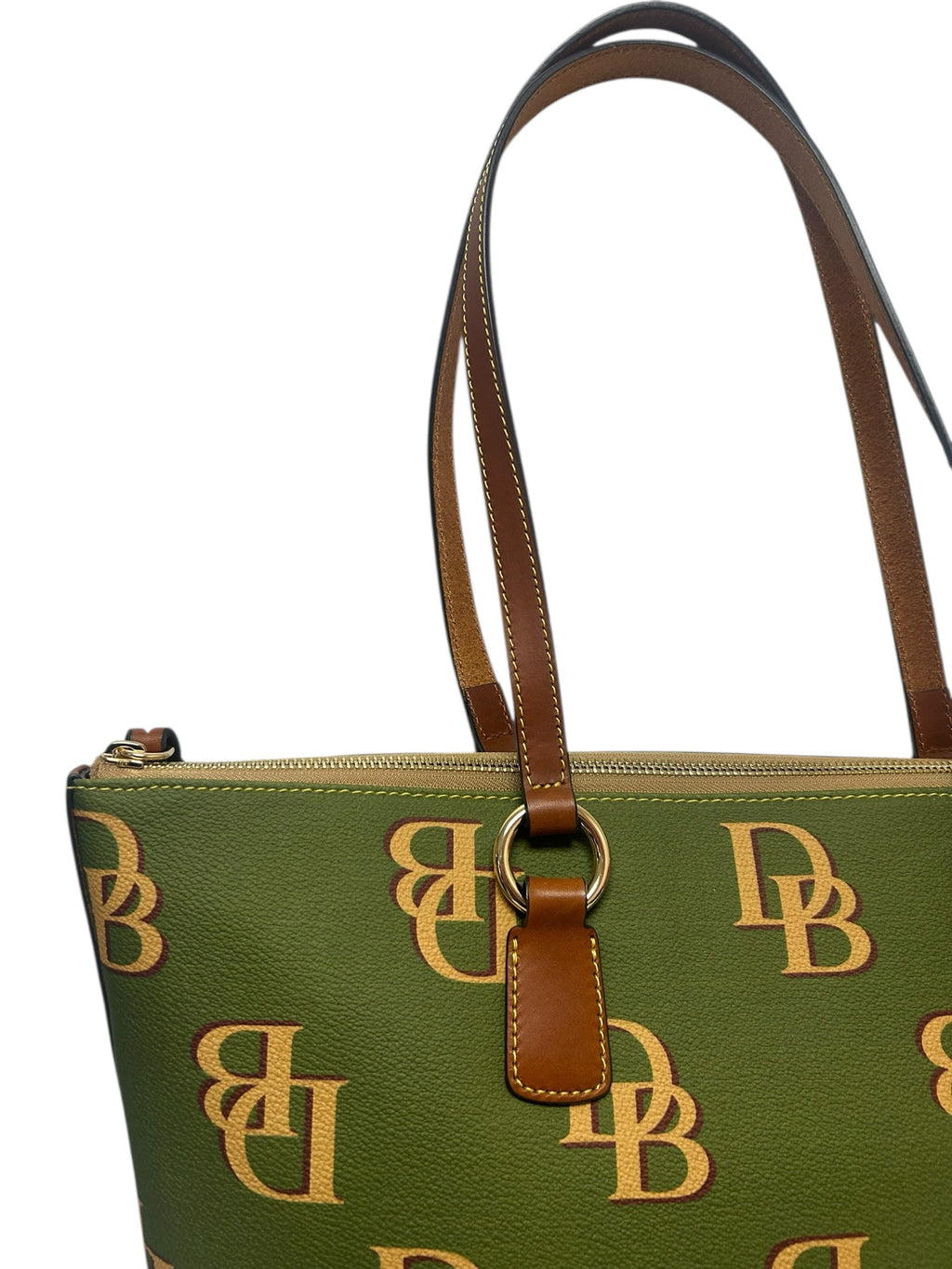 DOONEY & BOURKE GREEN LARGE MONOGRAM COATED WREN TOTE