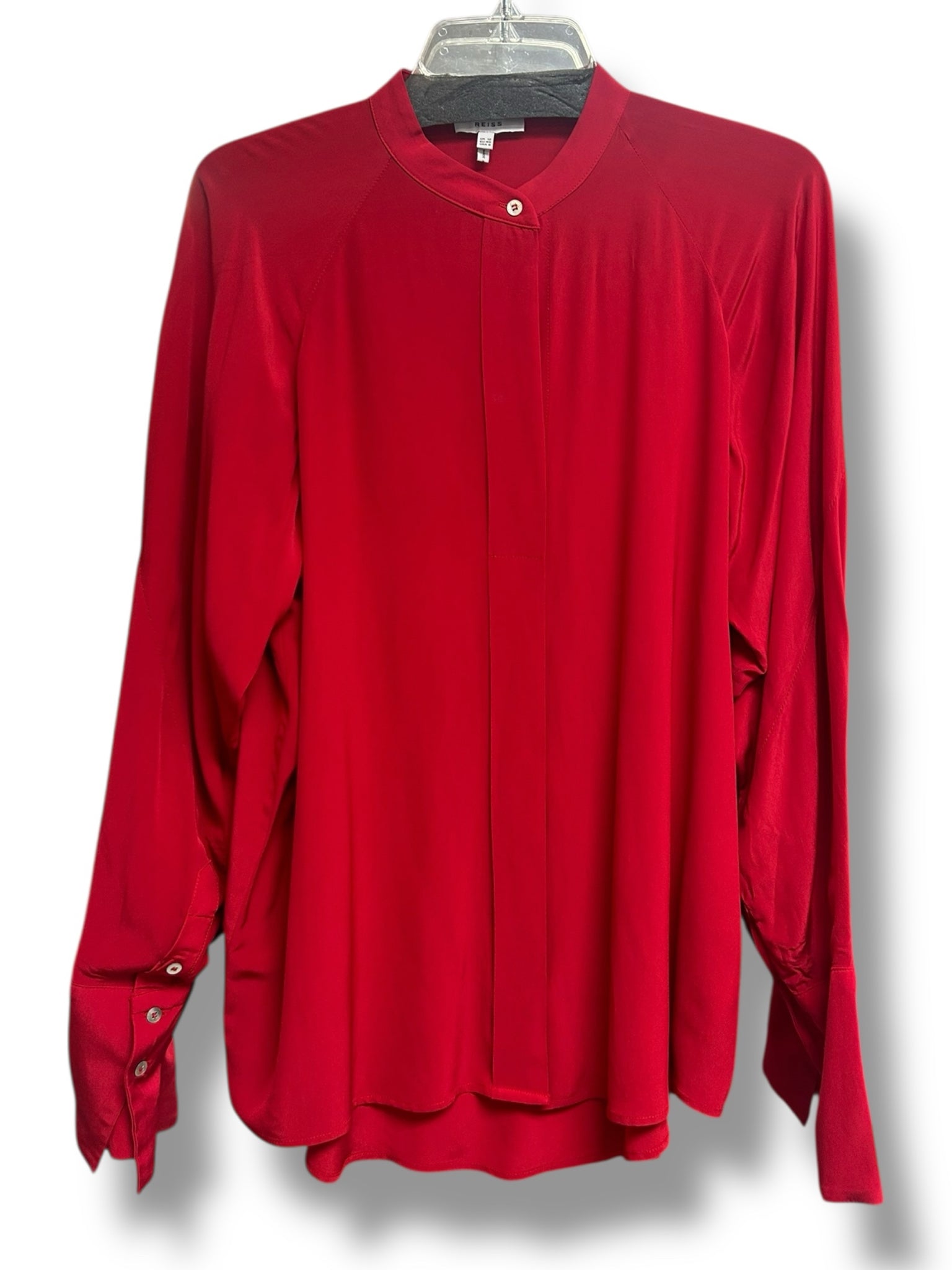 REISS HARRIS HIDDEN PLACKET RED LIGHTWEIGHT BLOUSE SIZE 8