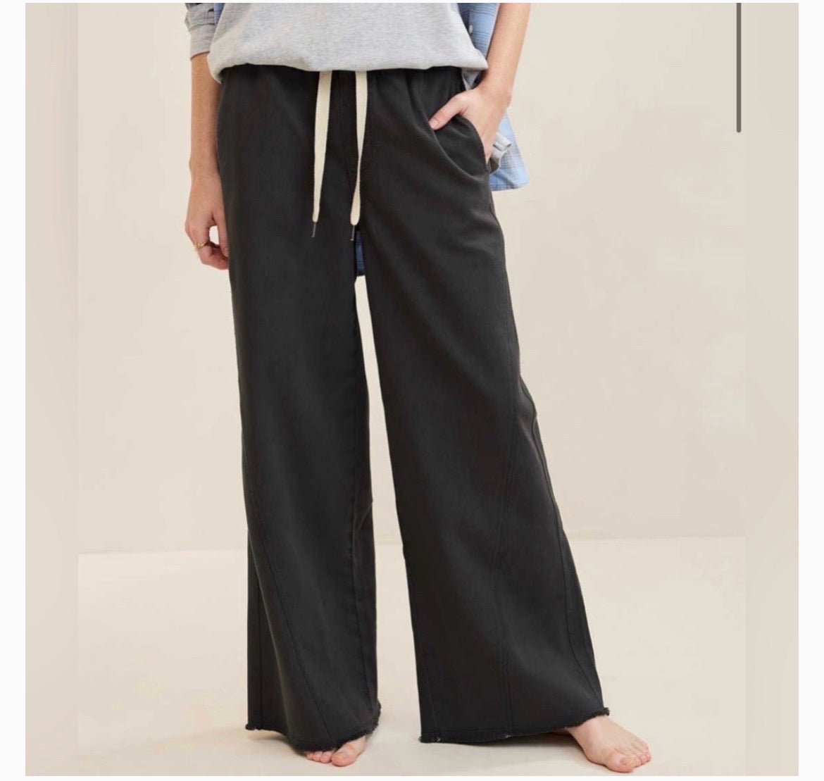 NWT AERIE GRAY SOFT LANDING WIDE LEG TROUSERS SIZE XL