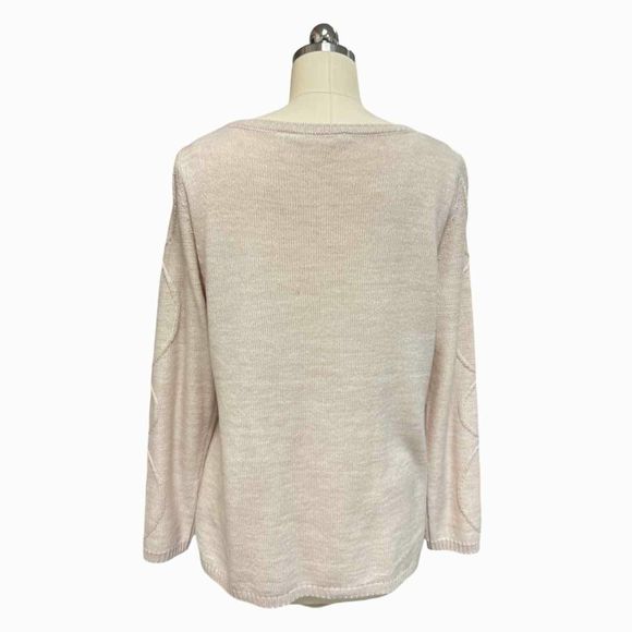 SOFT SURROUNDINGS ISRA BEADED EMBELLISHED NATURAL SWEATER SIZE M