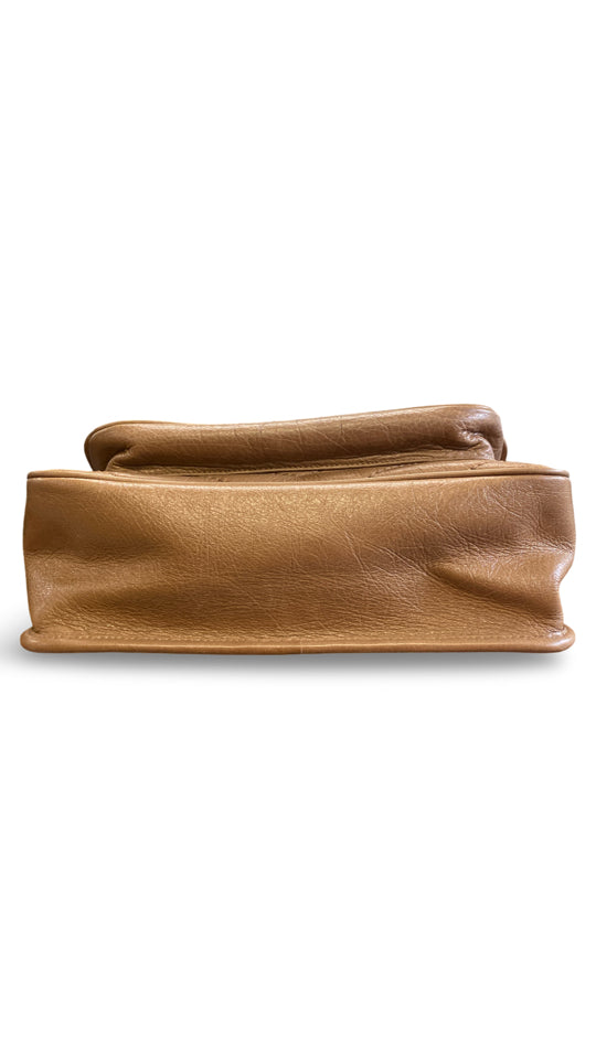 YVES SAINT LAURENT MEDIUM NIKI VINTAGE LEATHER SHOULDER BAG IN TAN